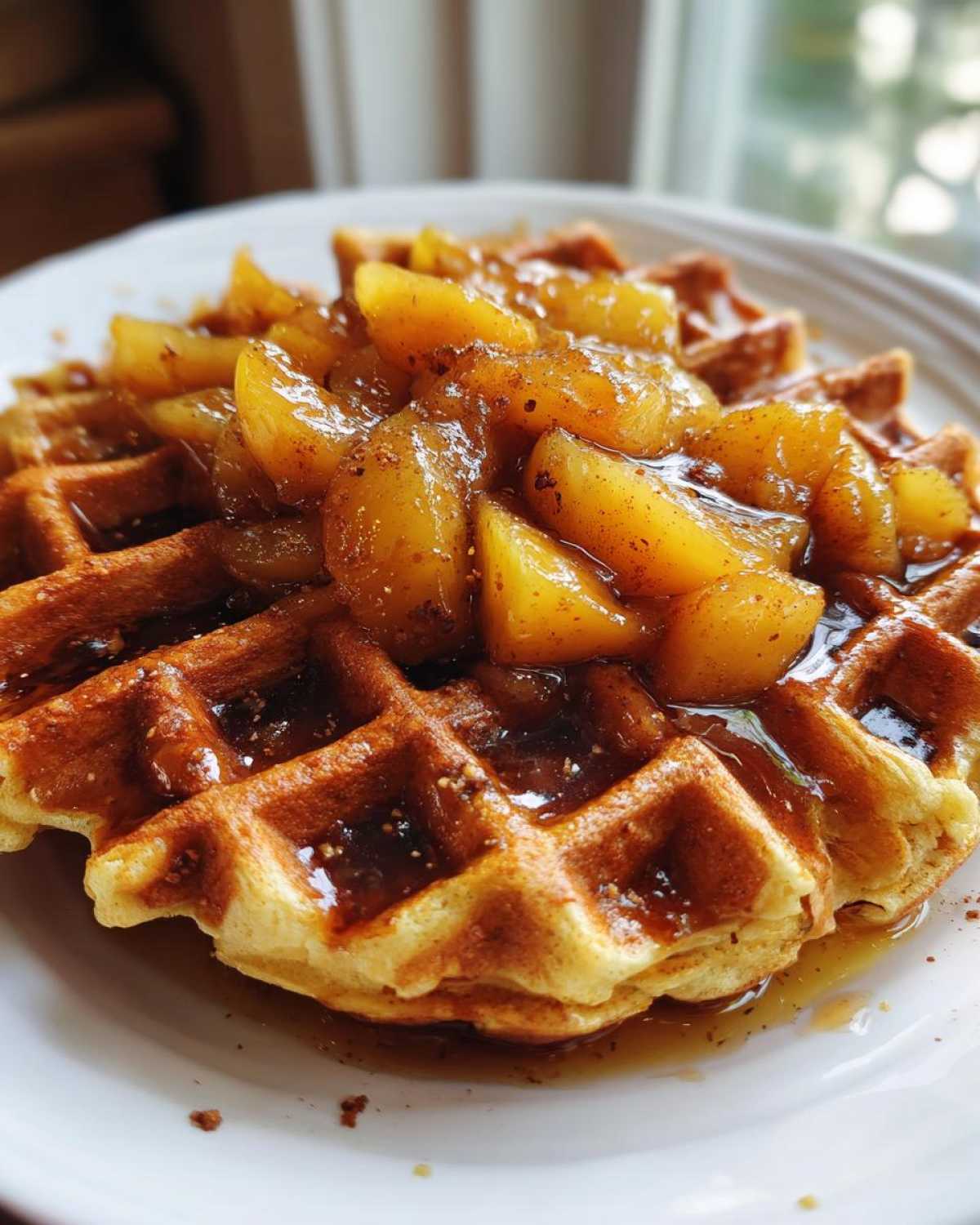 Brown Sugar Peach Cobbler Waffles - detail 1