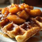 Brown Sugar Peach Cobbler Waffles