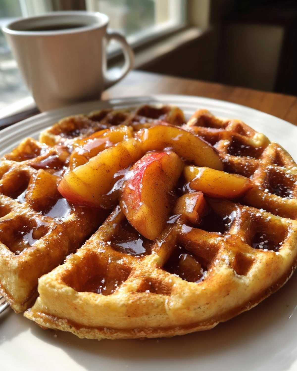 Brown Sugar Peach Cobbler Waffles - detail 2