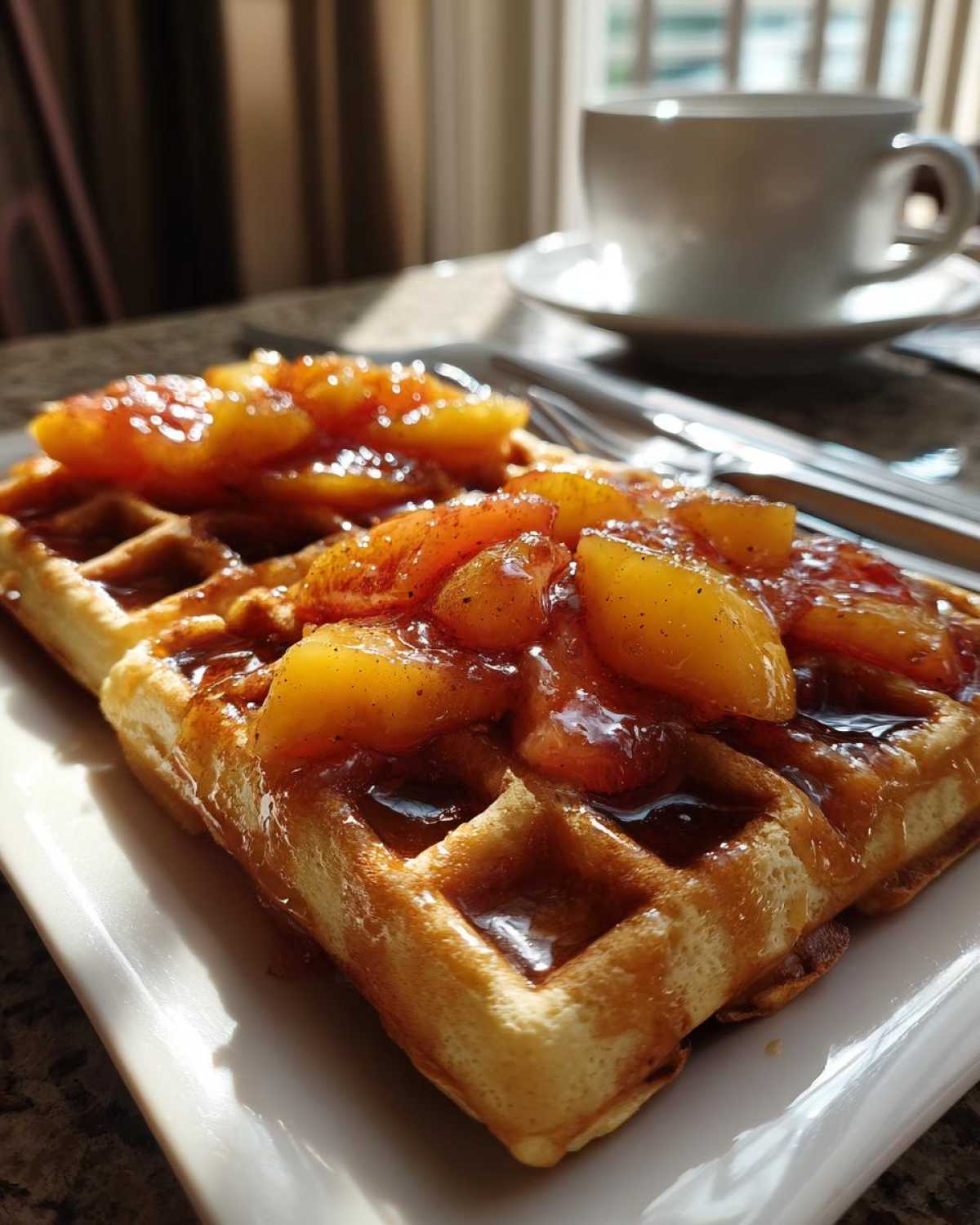 Brown Sugar Peach Cobbler Waffles - detail 3