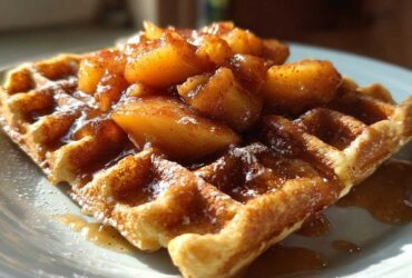Brown Sugar Peach Cobbler Waffles