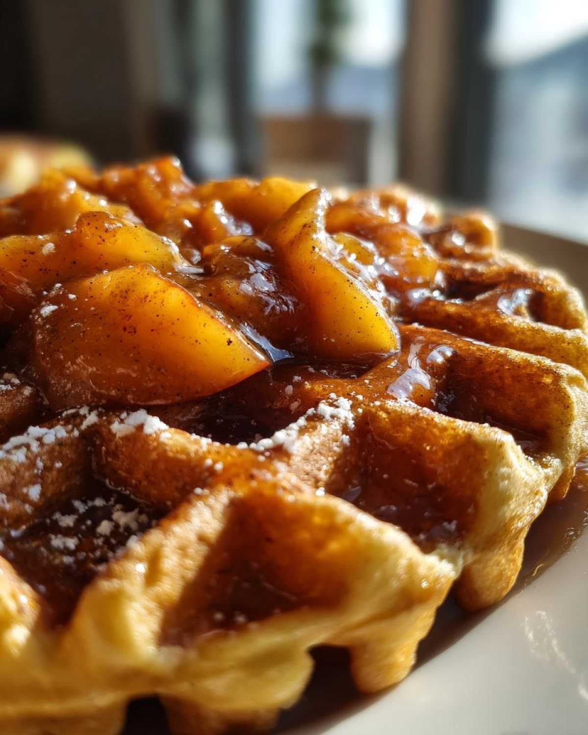Brown Sugar Peach Cobbler Waffles - detail 4