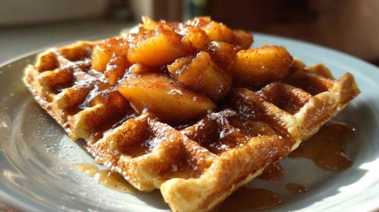 Brown Sugar Peach Cobbler Waffles