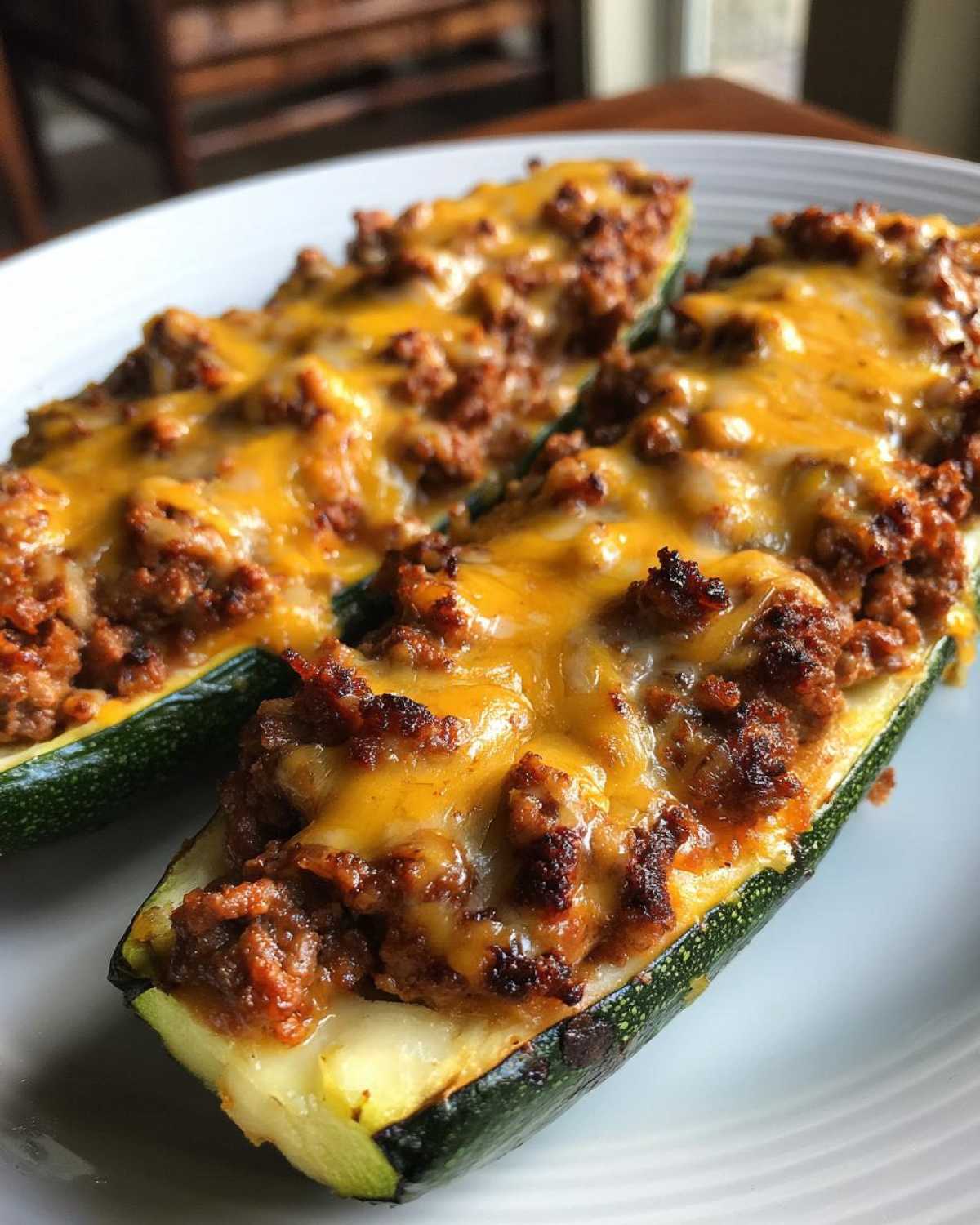 Cheesy Zucchini Taco Boats - detail 1