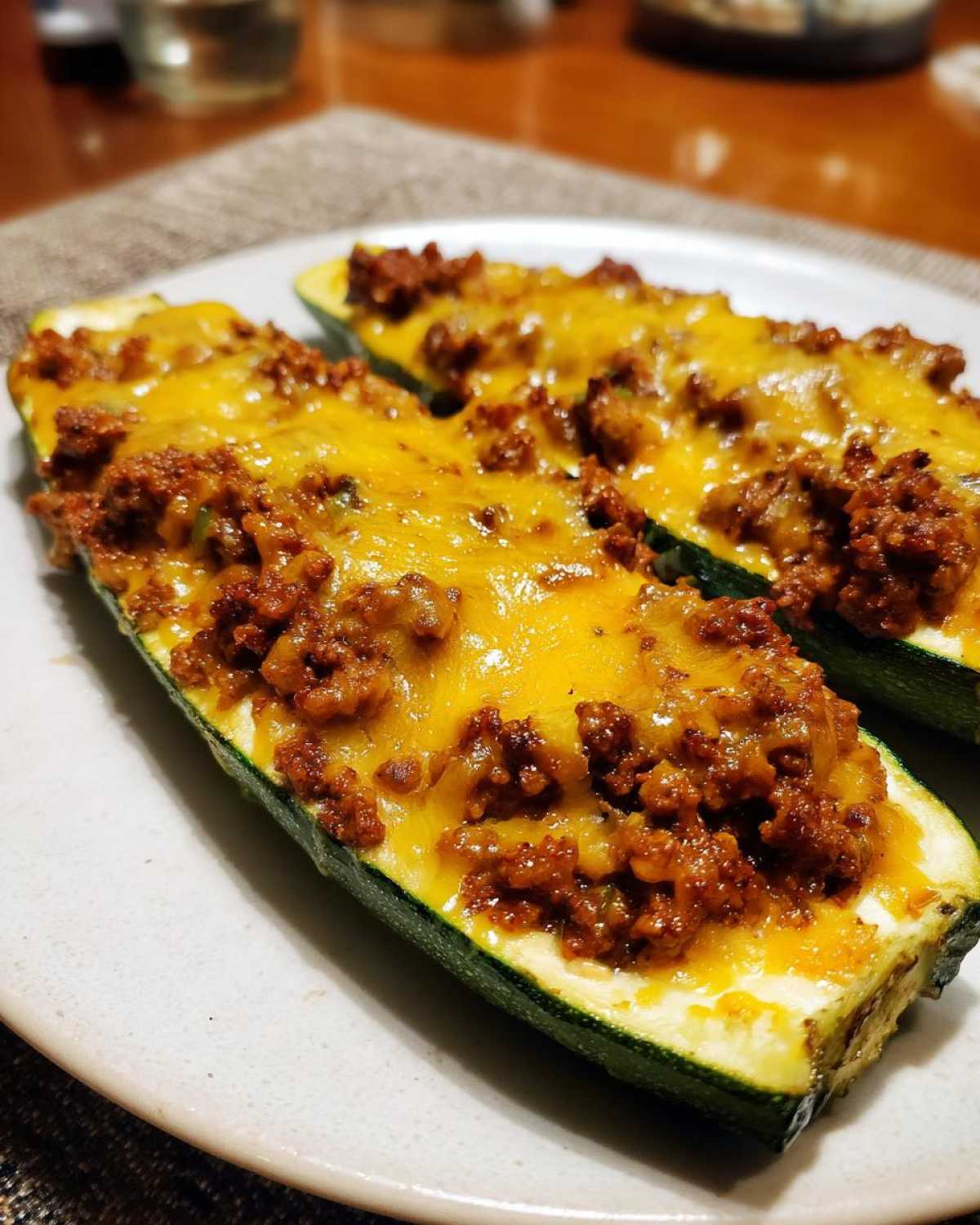 Cheesy Zucchini Taco Boats - detail 2