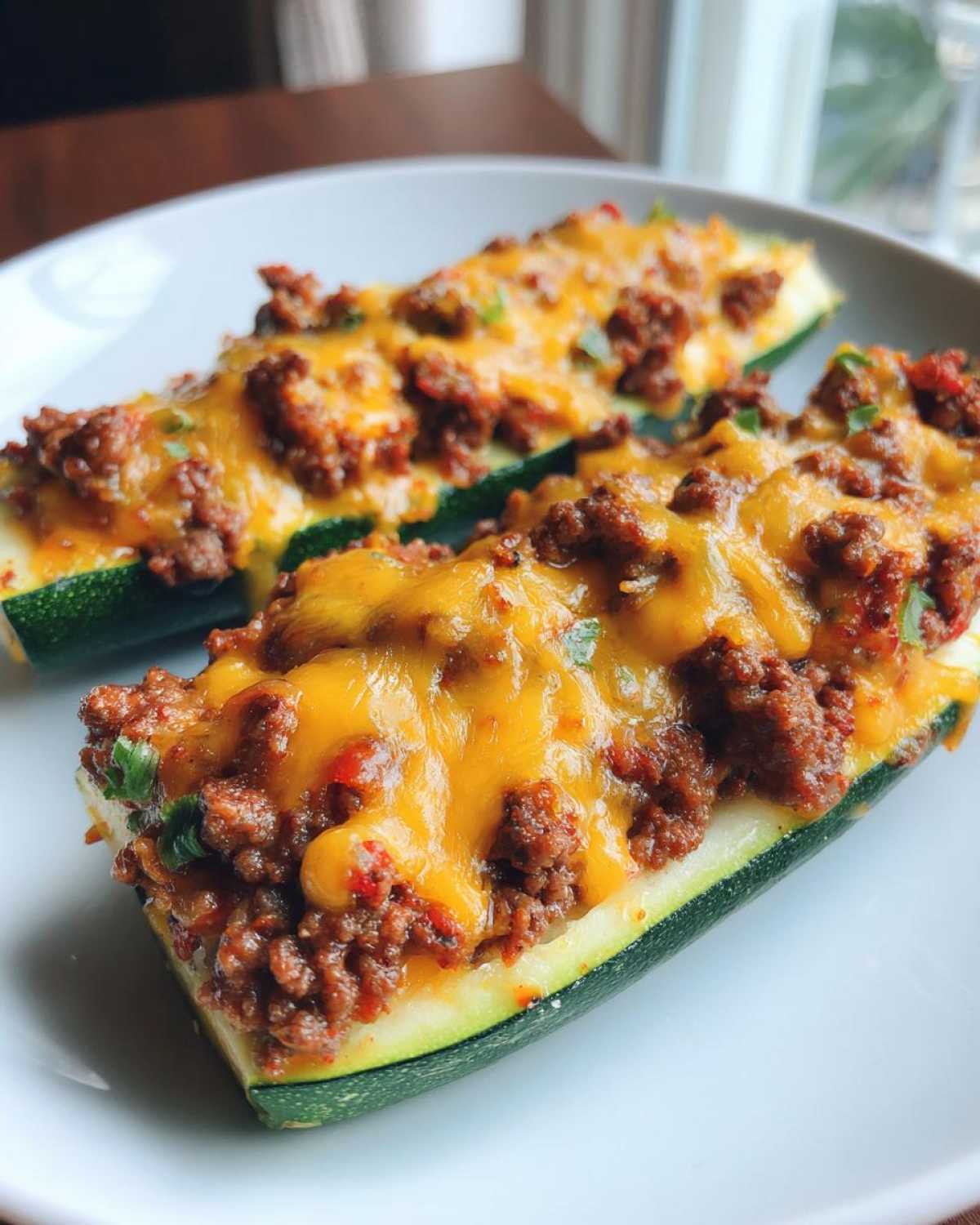 Cheesy Zucchini Taco Boats - detail 3