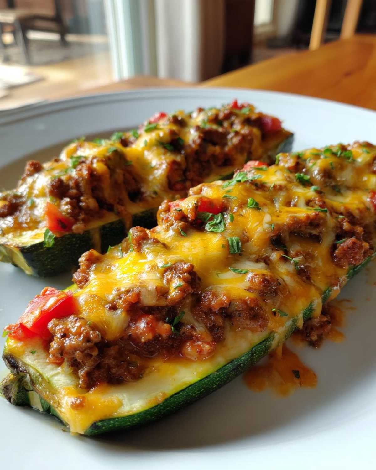 Cheesy Zucchini Taco Boats - detail 4