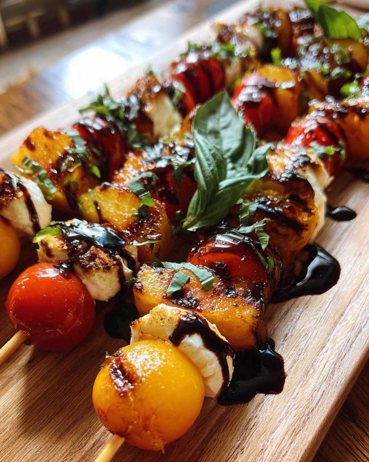 Grilled Peach Caprese Skewers with Balsamic Glaze - detail 1