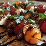 Grilled Peach Caprese Skewers with Balsamic Glaze