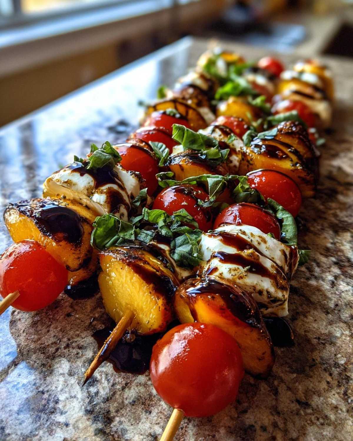 Grilled Peach Caprese Skewers with Balsamic Glaze - detail 2
