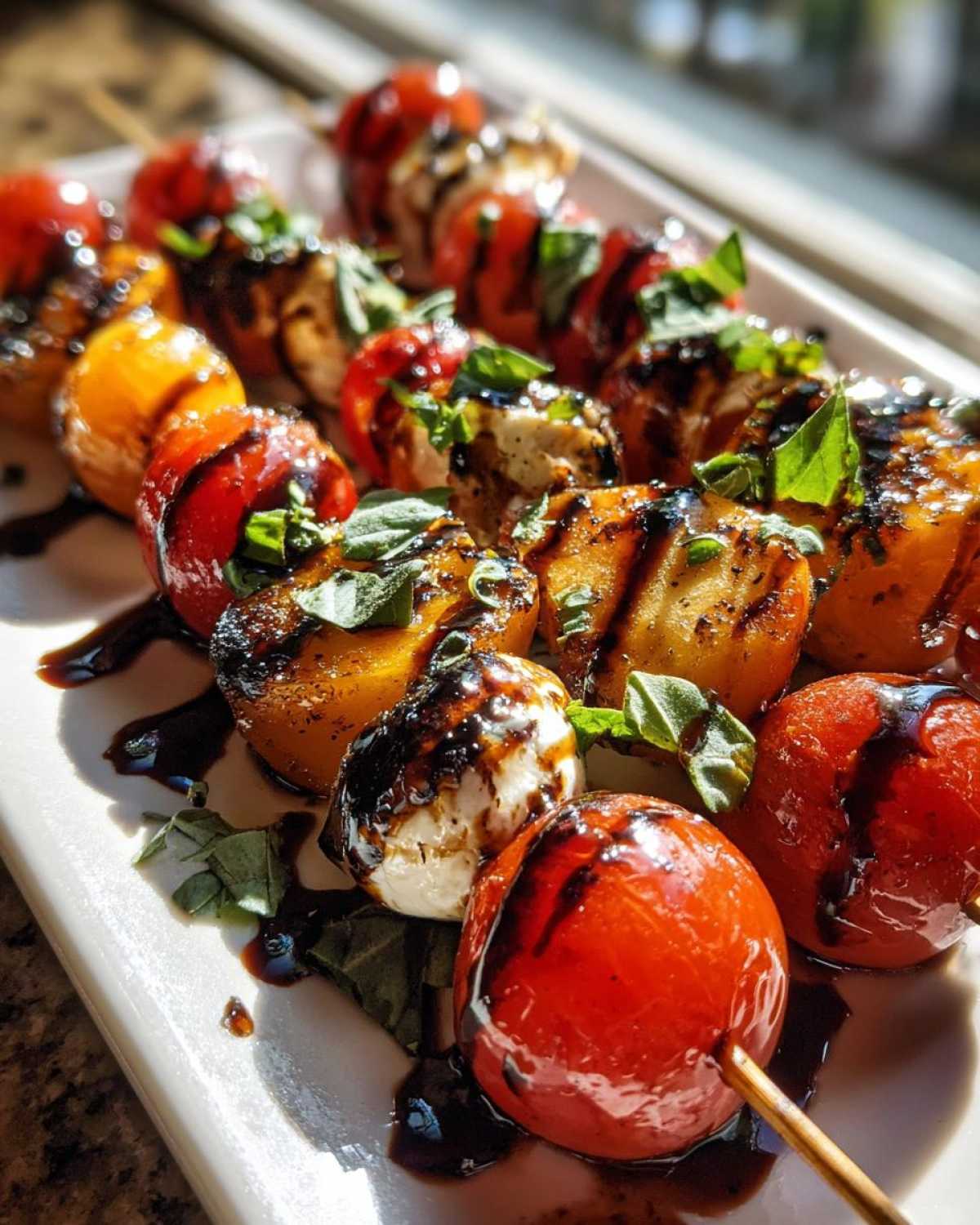 Grilled Peach Caprese Skewers with Balsamic Glaze - detail 3