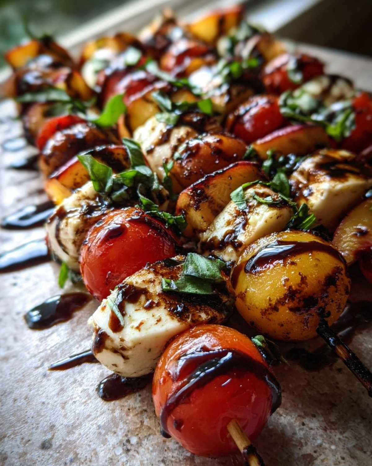 Grilled Peach Caprese Skewers with Balsamic Glaze - detail 4