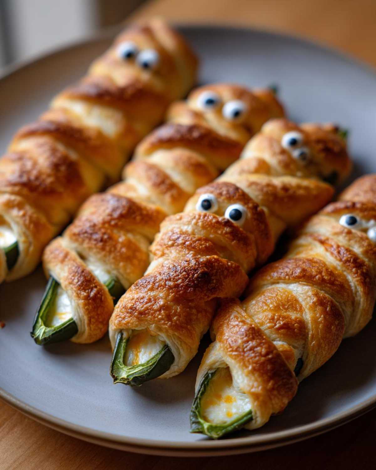 Mummy Jalapeño Poppers (Halloween Appetizer) - detail 2