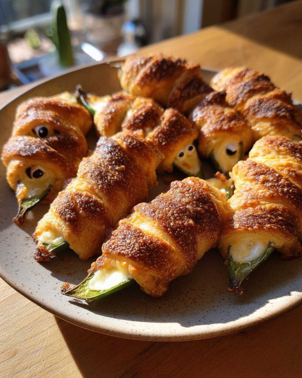 Mummy Jalapeño Poppers (Halloween Appetizer) - detail 4