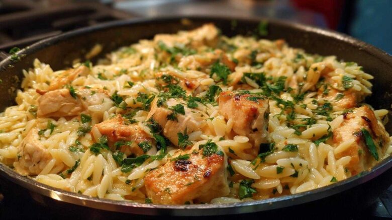 One-Pot Lemon Garlic Chicken Orzo