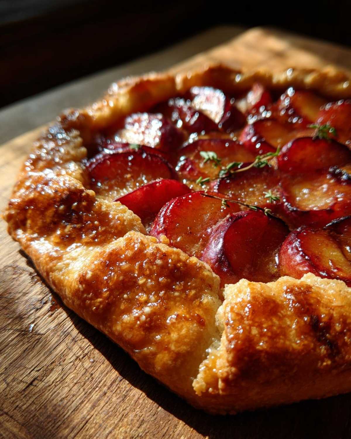 Rustic Plum Galette with Honey Thyme Glaze - detail 1
