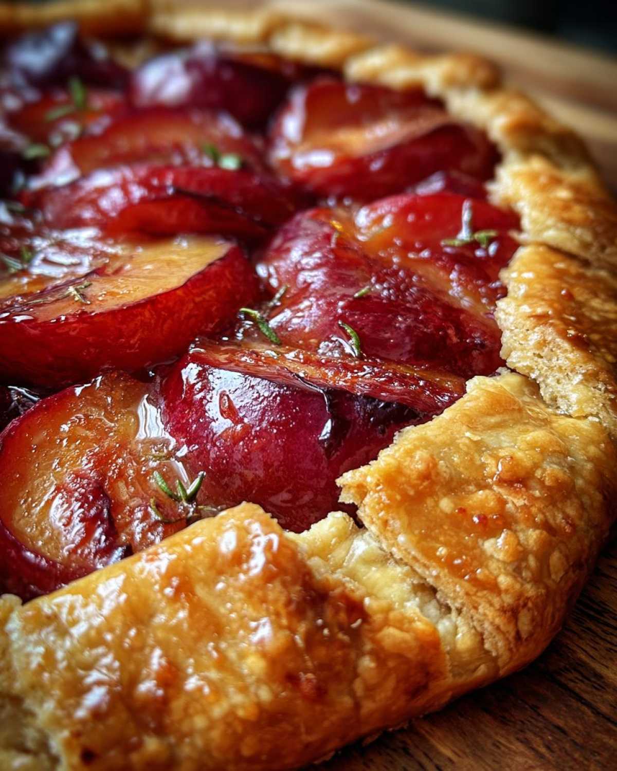 Rustic Plum Galette with Honey Thyme Glaze - detail 2