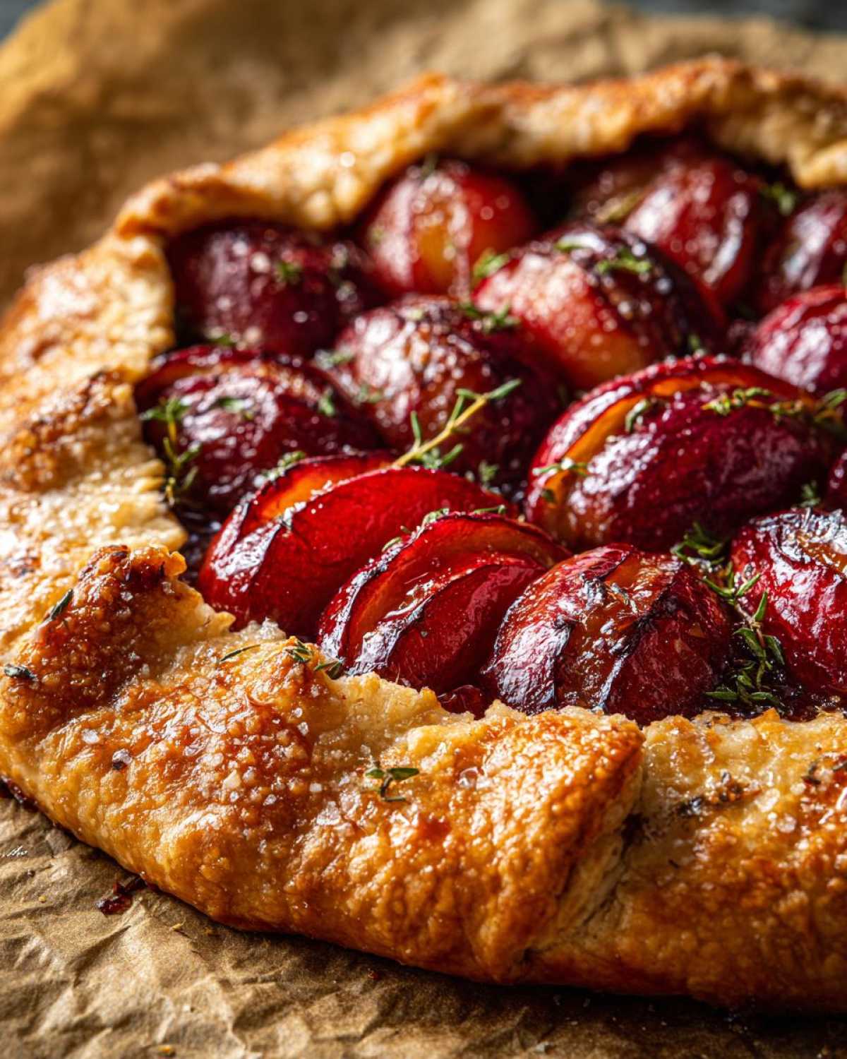 Rustic Plum Galette with Honey Thyme Glaze - detail 3