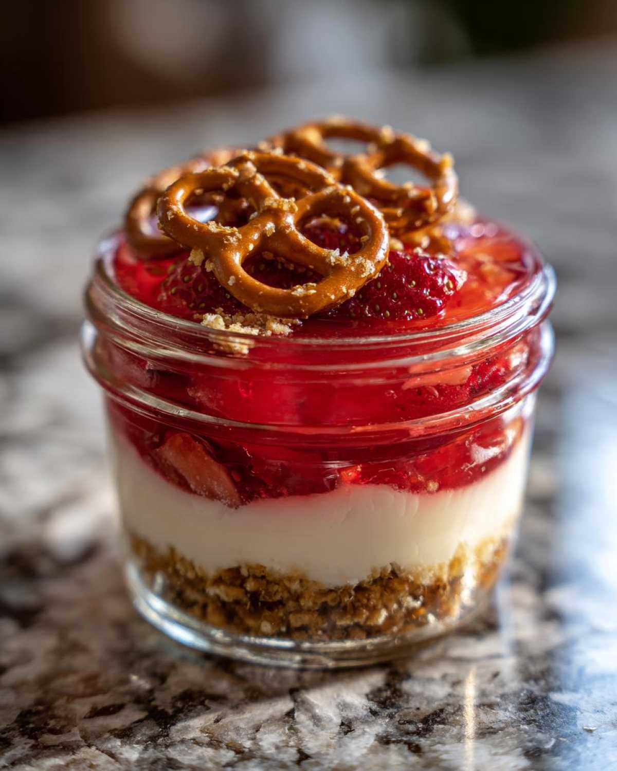 Strawberry Pretzel Dessert Jars - detail 3