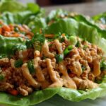 Thai Chicken Lettuce Wraps with Peanut Sauce
