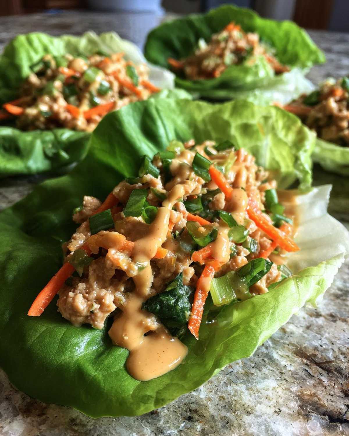 Thai Chicken Lettuce Wraps with Peanut Sauce - detail 2