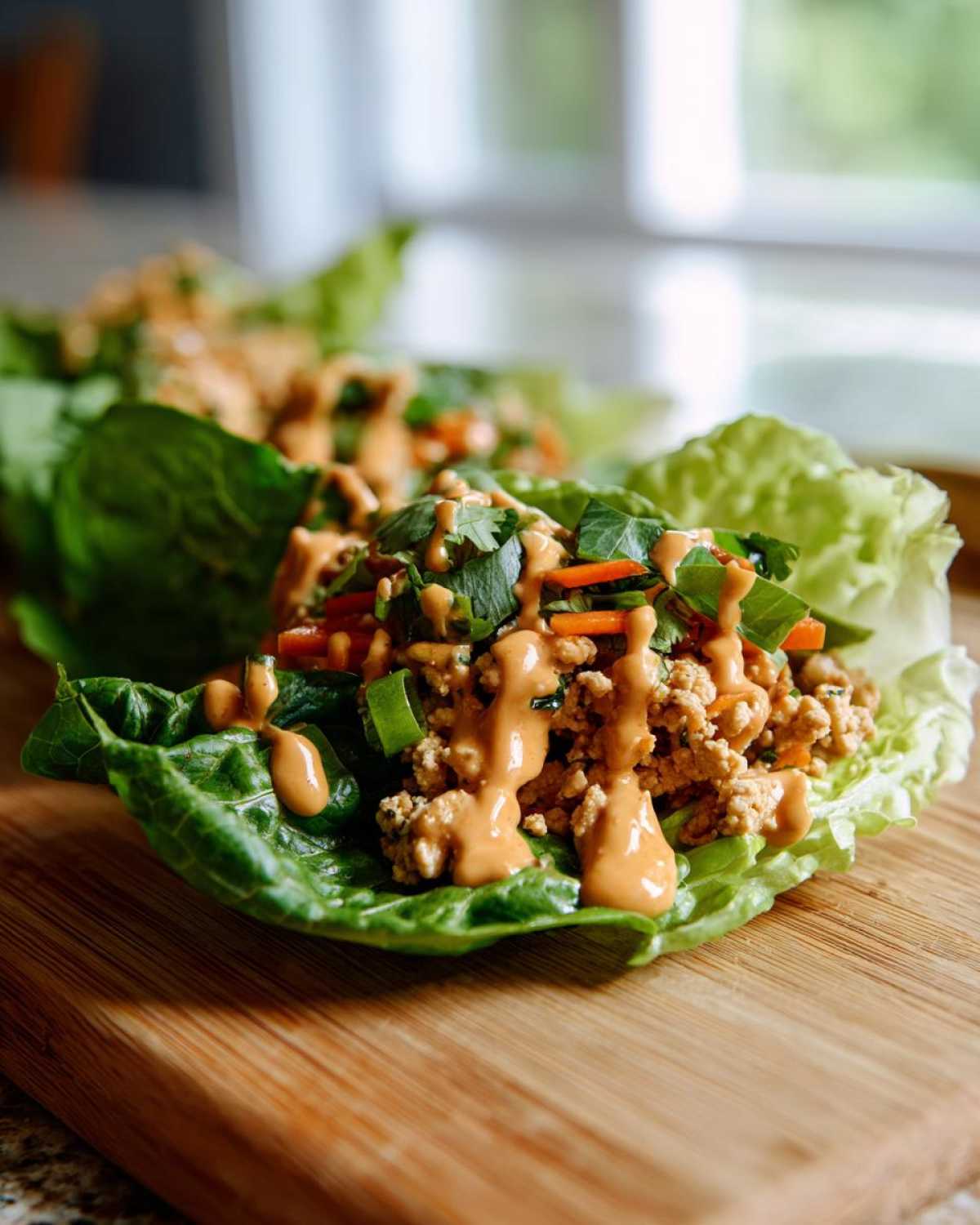 Thai Chicken Lettuce Wraps with Peanut Sauce - detail 3