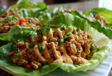 Thai Chicken Lettuce Wraps with Peanut Sauce