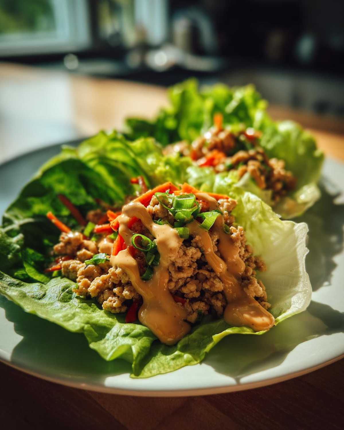 Thai Chicken Lettuce Wraps with Peanut Sauce - detail 4