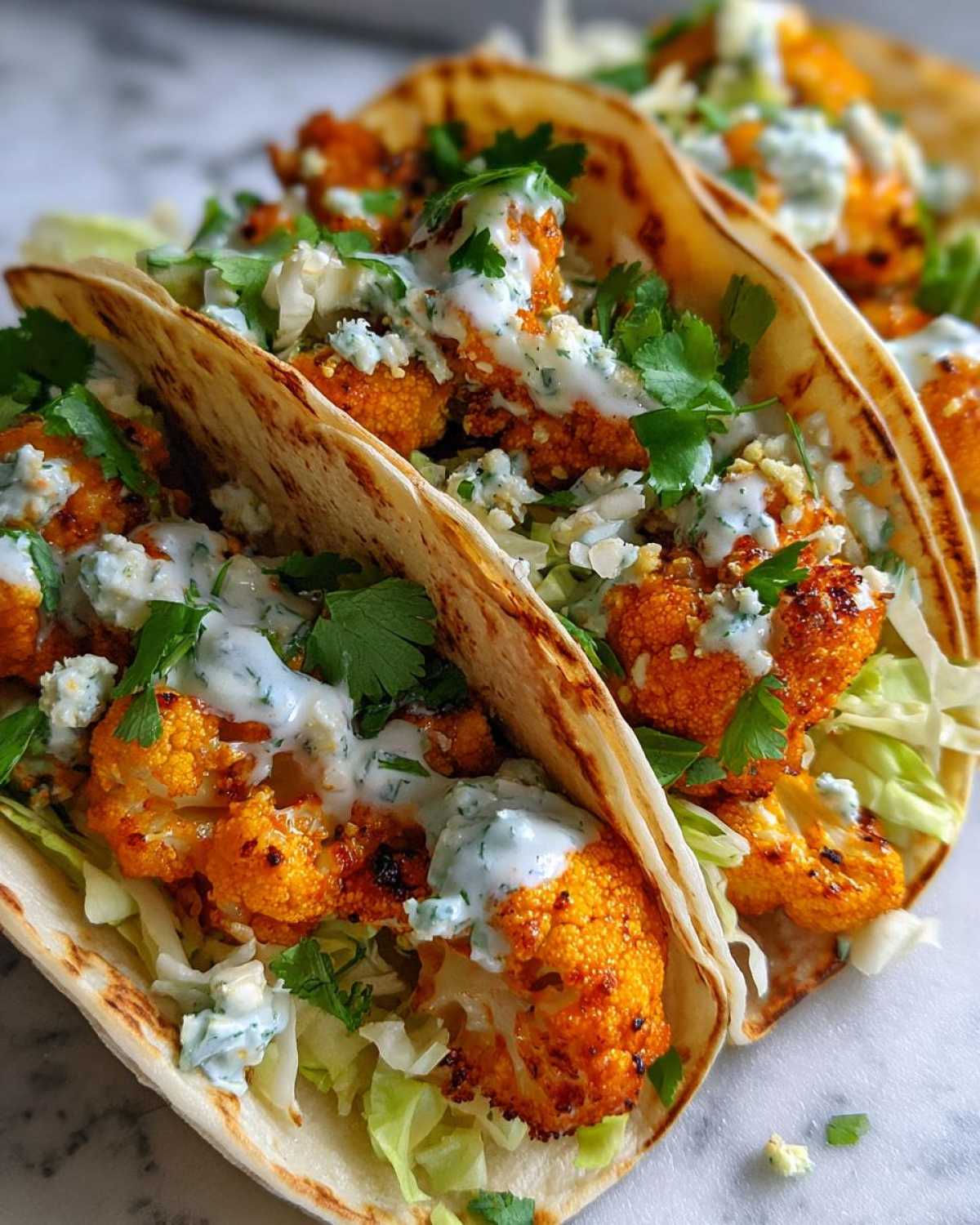 Vegan Buffalo Cauliflower Tacos - detail 2