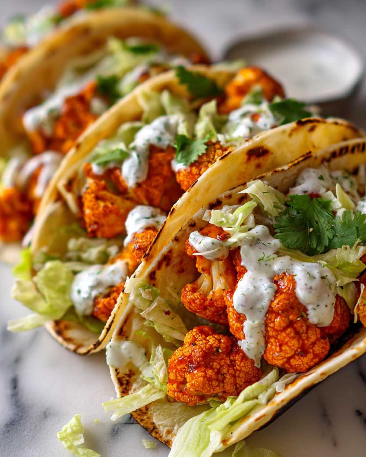 Vegan Buffalo Cauliflower Tacos - detail 3
