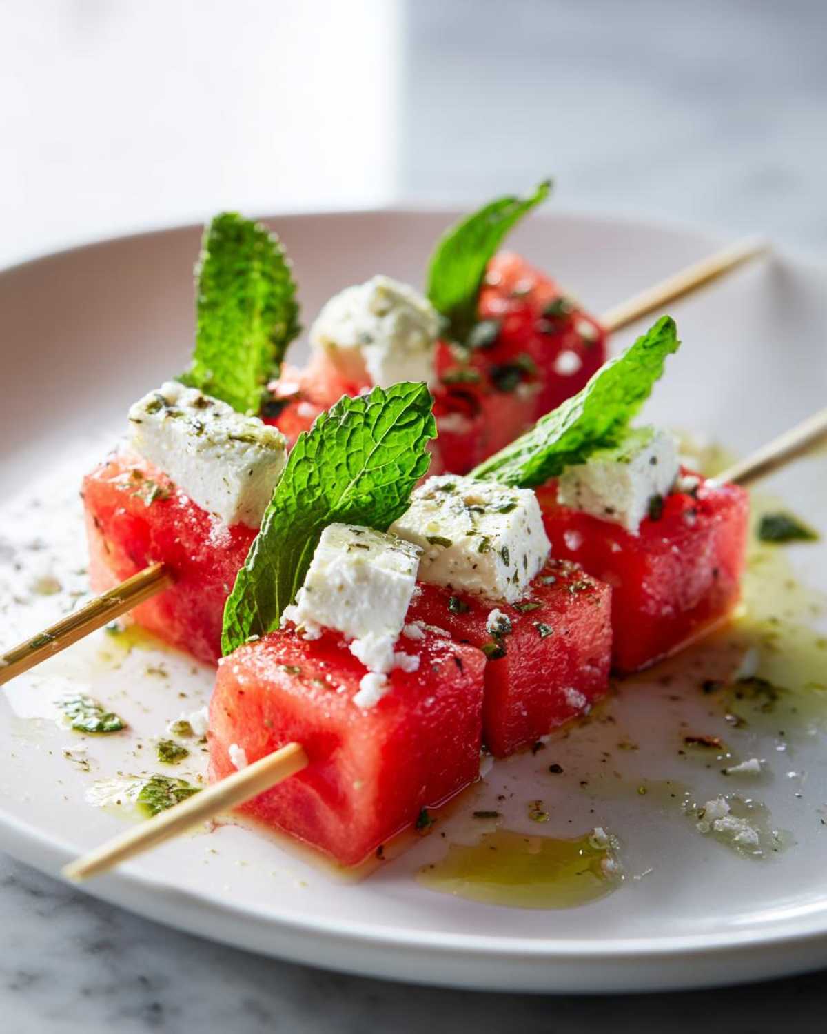 Watermelon Feta Mint Salad Skewers - detail 1