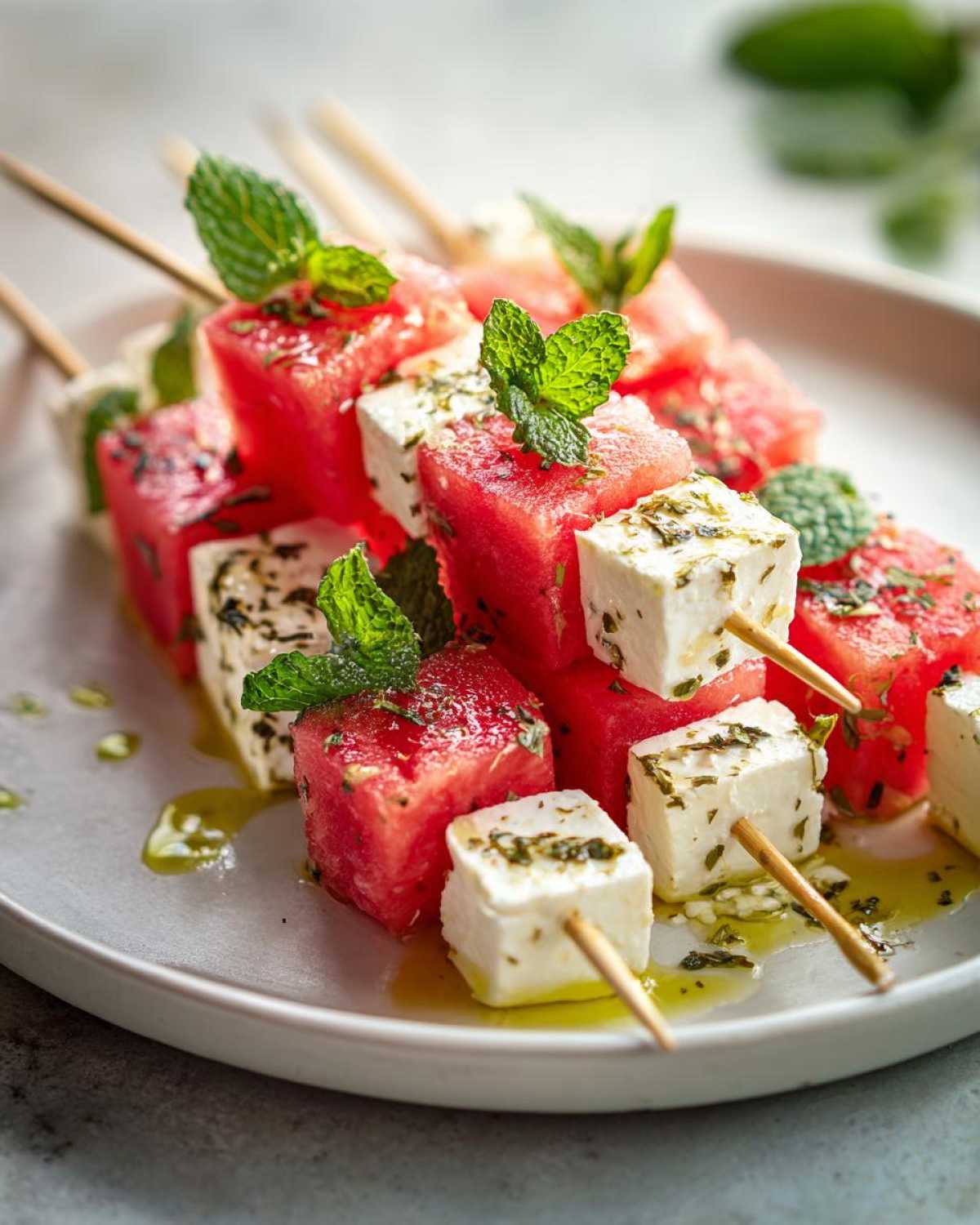 Watermelon Feta Mint Salad Skewers - detail 3