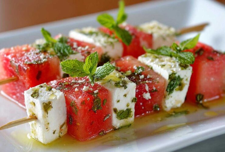 Watermelon Feta Mint Salad Skewers