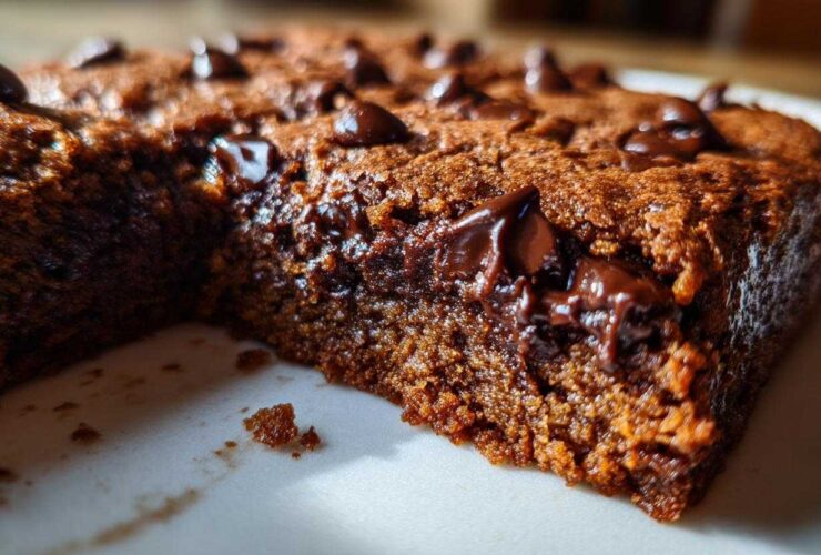 A close-up view showing the moist interior and melted chocolate chips of Chewy Chocolate Chip Cookie Bars.