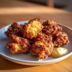 A plate of golden brown, crispy Chicken Karaage served with a dollop of creamy Lemon Mayo.
